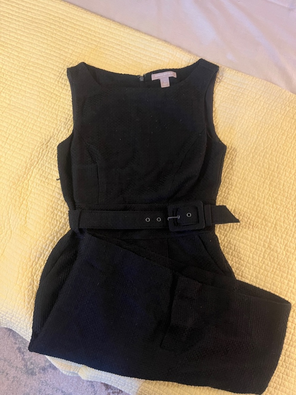 Banana Republic Black Textured Zip-Back Dress